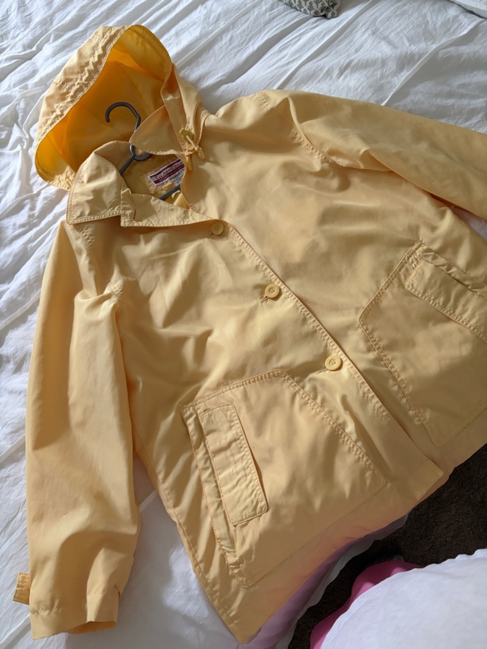 Yellow Hooded Vintage Rain Jacket